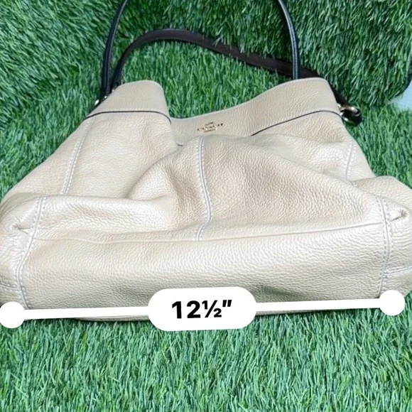 Coach Grace Hobo Beige Pebble Leather Shoulder Bag F31987 Gold Hardware - Picture 11 of 12